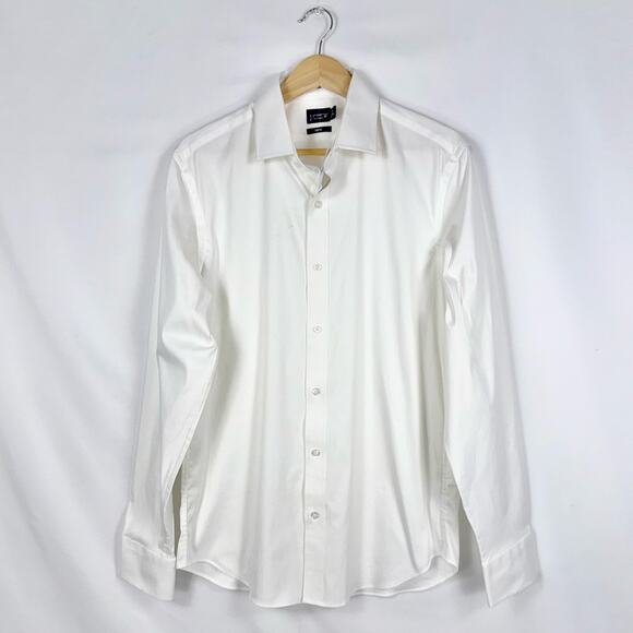 J Crew Men's Bowery Performance Stretch Dress Shirt Medium White Slim Fit - Picture 2 of 16